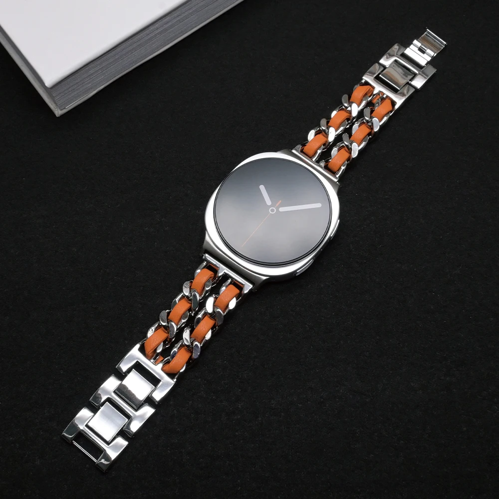 Luxury Stainless Steel and Leather Bracelet Wristband - Premium Metal Strap