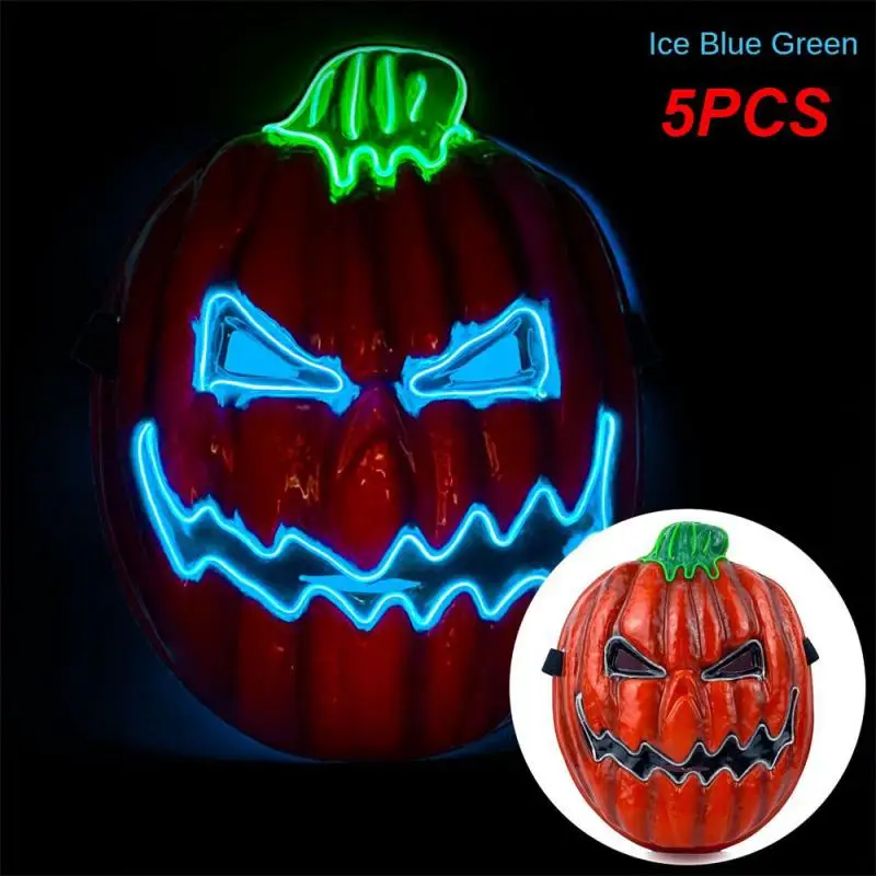 

5PCS Glow In The Dark Essential Led Light Mask Ghostly Unisex Led Halloween Mask Striking Halloween Scary Led Mask