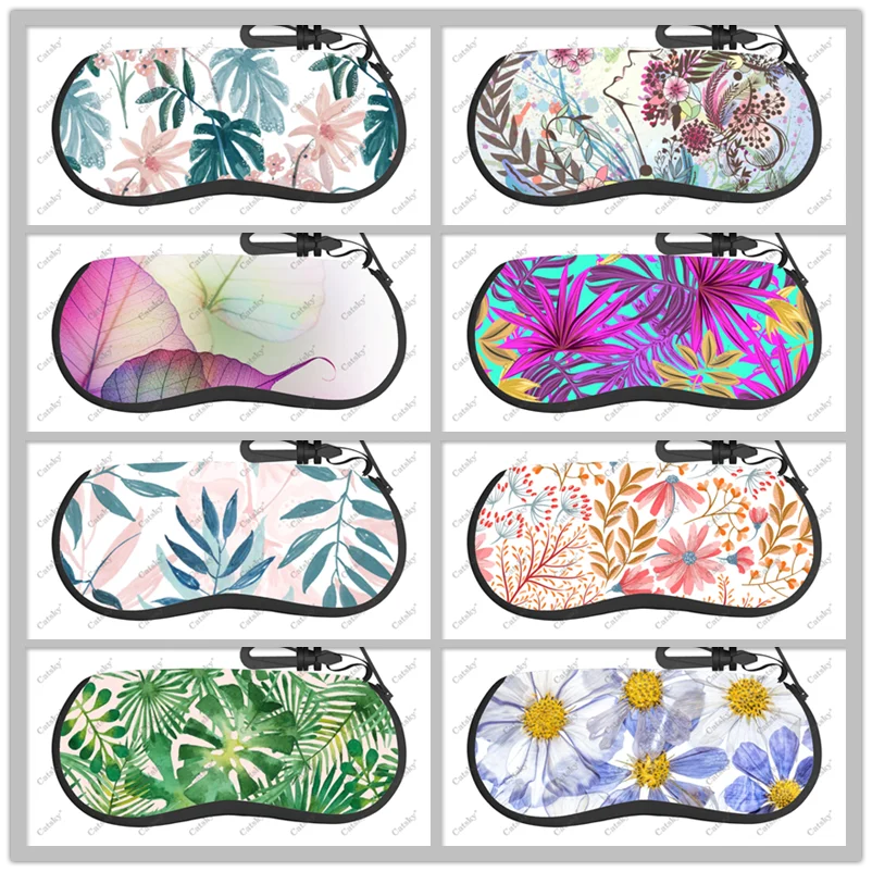 

Abstract plant leaves Glasses Case Printed Travel Zipper Sunglasses Bag Pattern Classic Men's and Women's Storage Glasses Bag