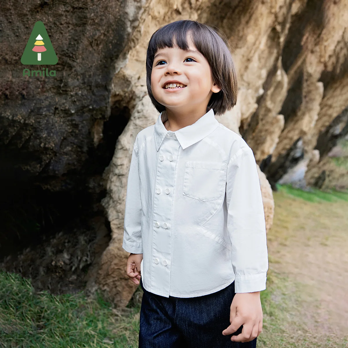 Baby Denim Shirt Autumn Boys Cotton Lapel Soft Solid Color Loose Casual Long Sleeve Children's Tops