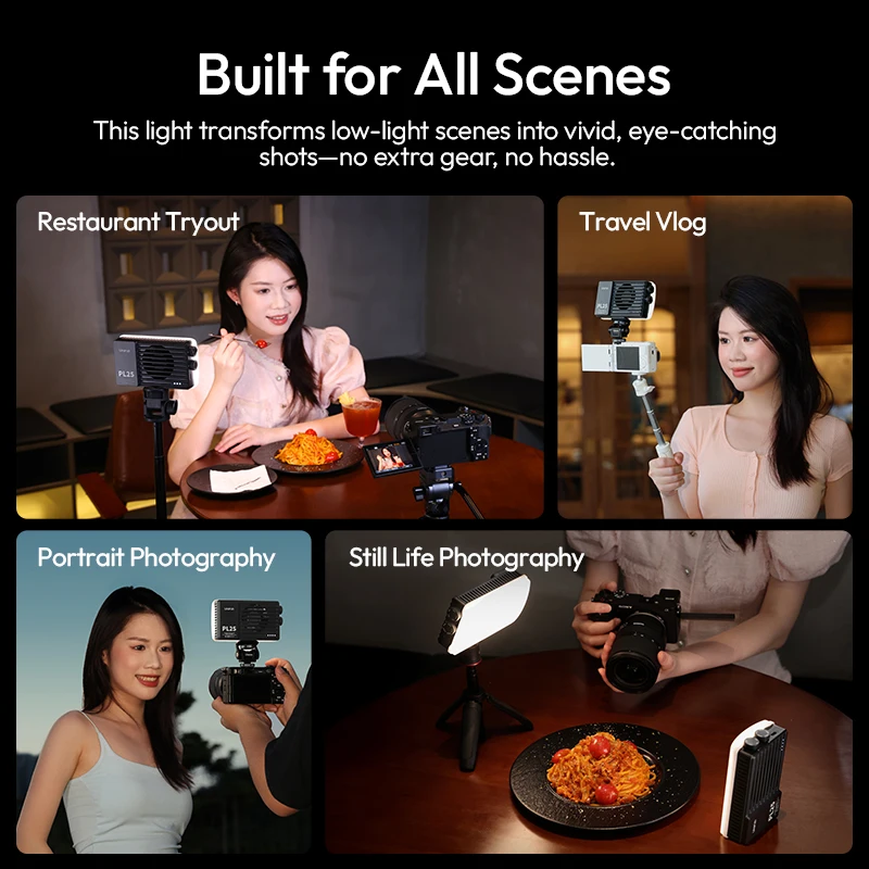 Ulanzi PL25 25W High-Power Pocket Light 2700K-6500K for Restaurant Travel Vlog Portrait Still Life Photography Panel Light