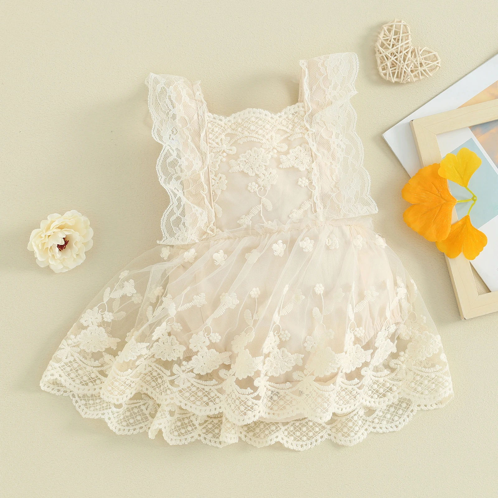 Baby Girl Off-Shoulder Lace Bodysuit 2