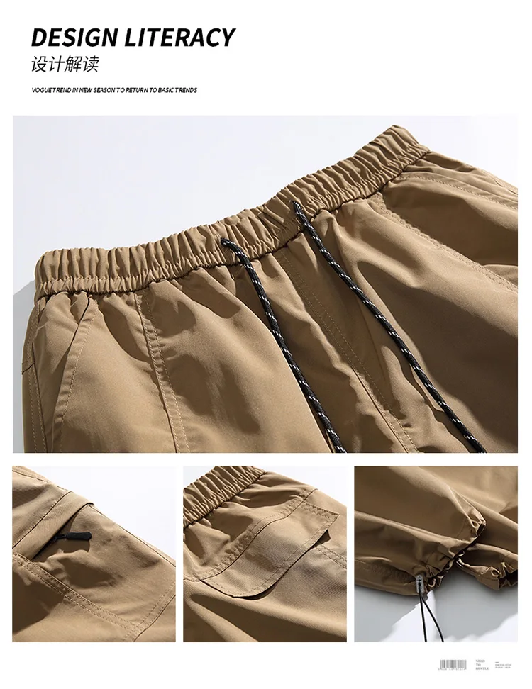 Description Picture 6 of itemHigh Street Men Waterproof Casual Pants Simple Wide Leg Trousers Fashion Drawstring Joggers Sweatpants Japanese Style Streetwear