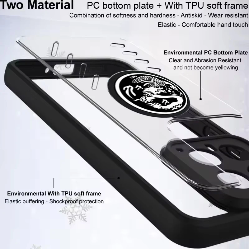 Magnetic Cooling Case with Dragon Pattern - Shockproof Transparent Design