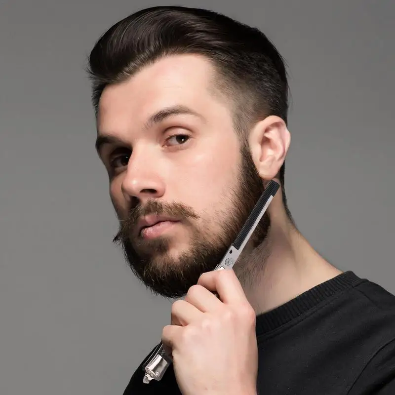 Switch blade comb automatic push button folding barber comb portable metal spring jump brush mens pocket salon beauty tool