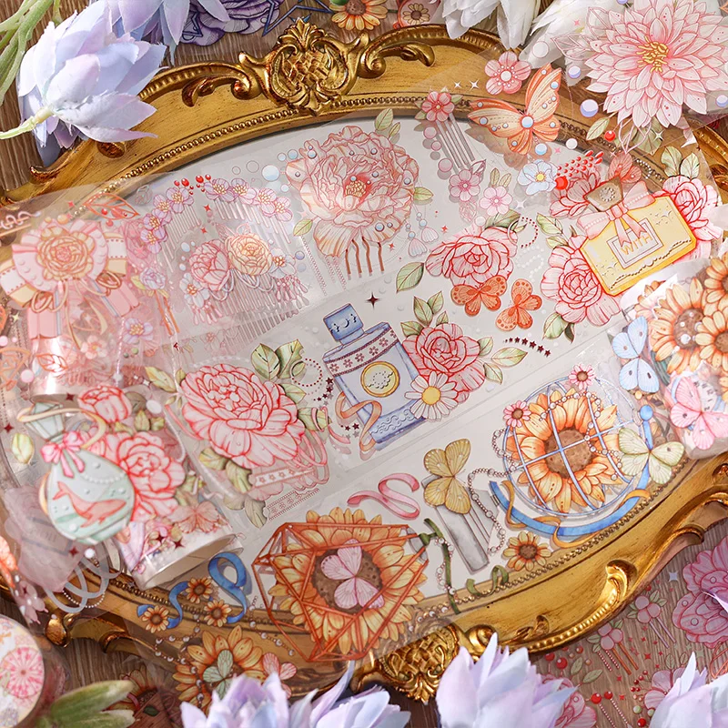 

Cute Flower Butterfly PET Tape Decor Aesthetic Journal Notepad Scrapbook Sketch Book Notebooks Colored Card Letters Art Supplies