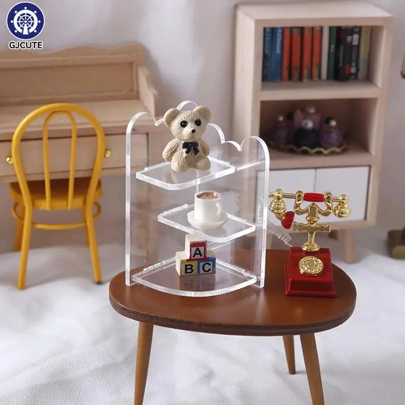

1:12 Dollhouse Miniature Acrylic Display Shelf Showcase Storage Rack Cupboard Model Home Decor Toy Doll House Accessories