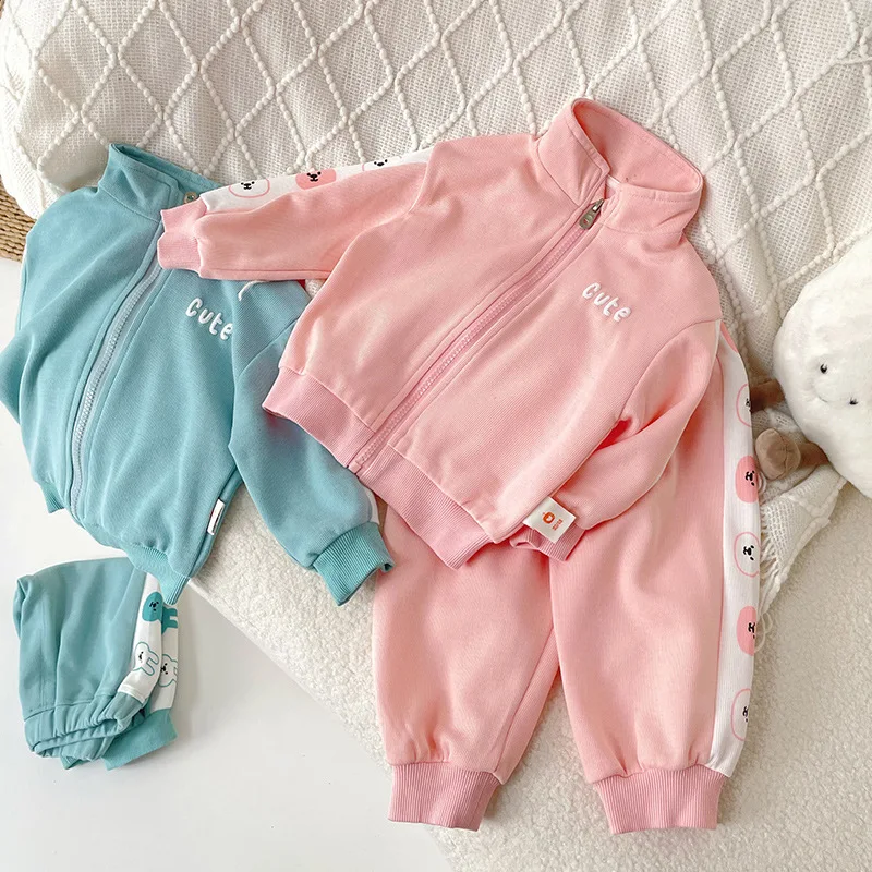 

New Autumn Children Sports Sets gril Boys Solid Color Sweatshirts Long Sleeve Pullover + Sweatpants Suit Kids Outfit 2Pcs