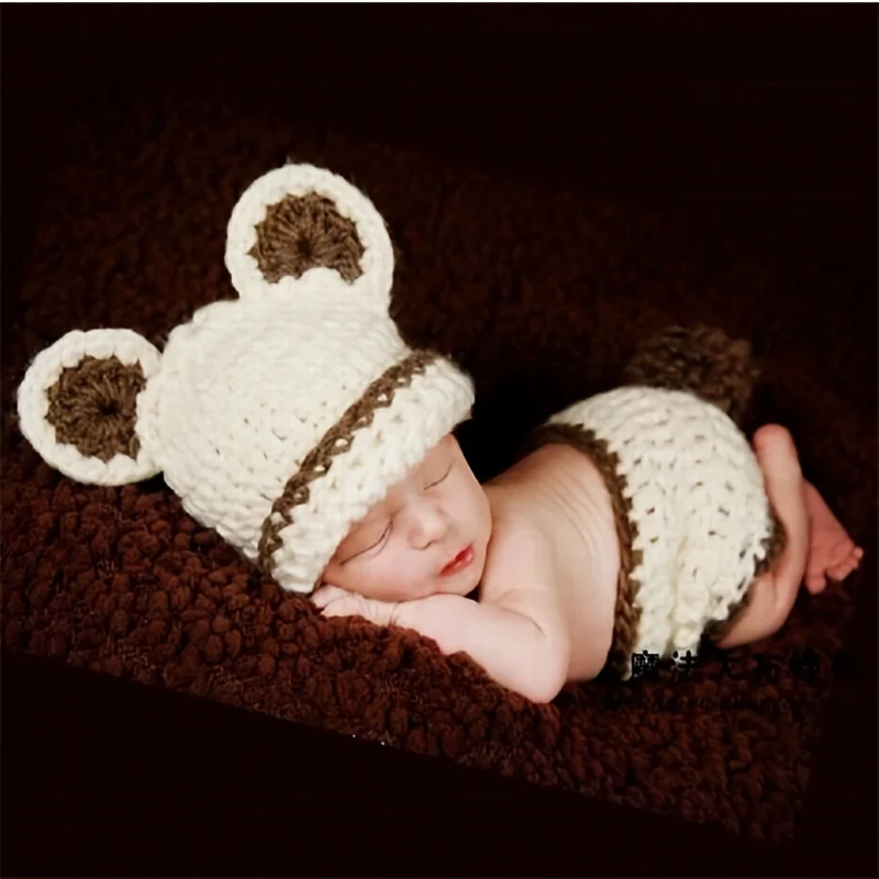 

2Pcs/Set Baby Photography Outfit Baby Clothes 0-6M Newborn Photography Accessories Costume Crochet Handmade Outfit