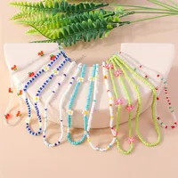 Collier de perles Boho Korea Lovely Flowers Seeds pour femmes, tour de cou court, déclaration, bijoux de vacances, cadeaux, été 2