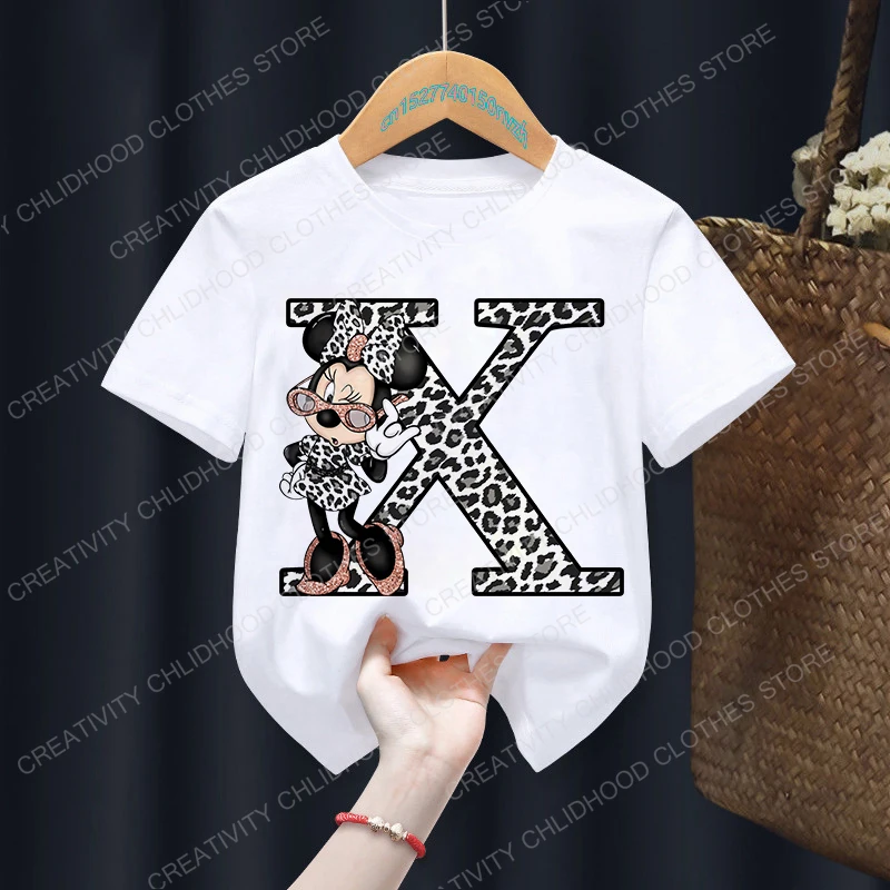 Children T-shirt Minnie Letter A B C D Kawaii Disney