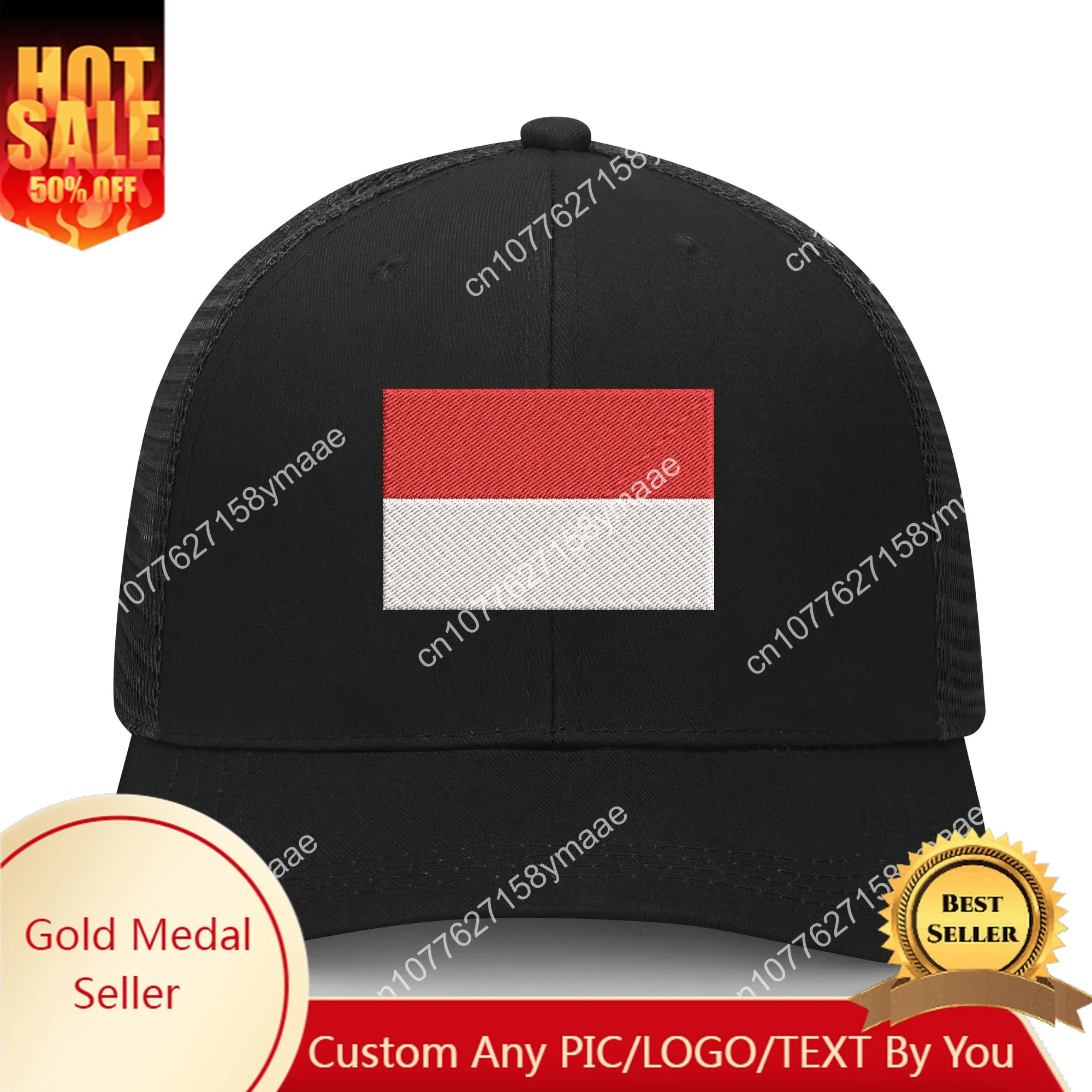 Indonesia Flag Embroidery Hat Mens Womens Sports Baseball Hat Breathable Mesh Summer Sun Visor Headwear Custom Made Caps Logo mens baseball cap sun visor brim travel gym mesh casual hats 2021 summer solid color sports hat