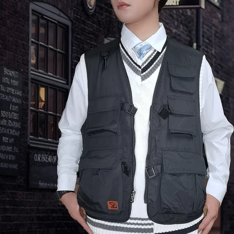야외 사냥 조끼 다중 포켓 오토바이 재킷 낚시 조끼 남성 의류 등산 메쉬 재킷 ..