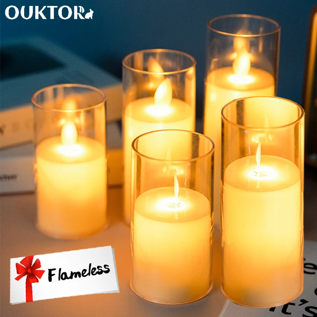 Led Flalless Gyertyafények Üveggyertya Akkumulátorral Működő -Es Tealámpák Éjszakai Lámpa Otthoni Buli Karácsonyi Szoba Dekorációhoz