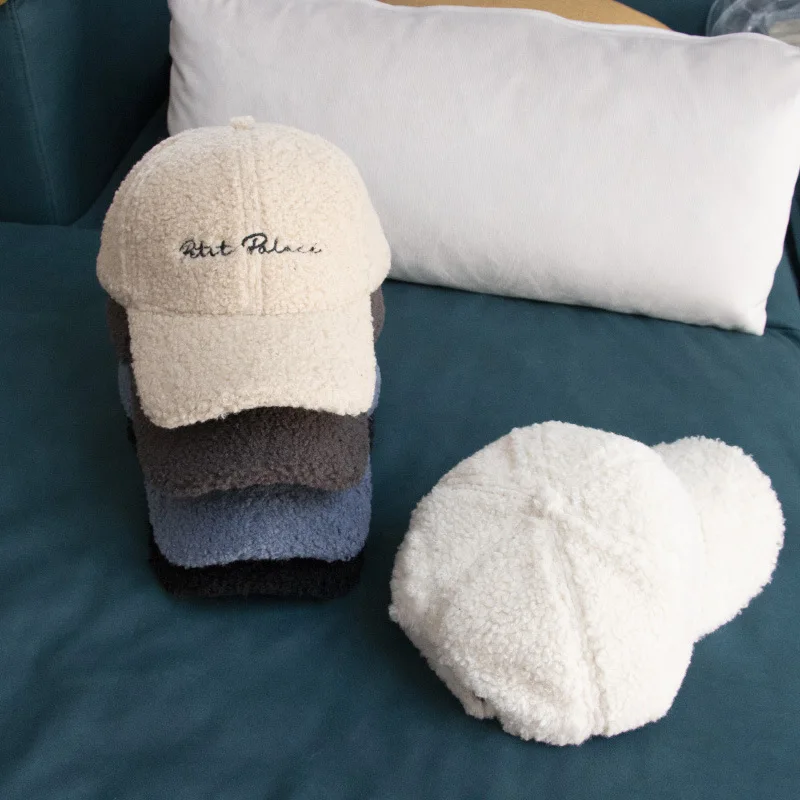 Autumn Winter Solid Color Baseball Cap Women Cony Hair Women Visor Hat  White Black Warm Cap Plush Baseball Caps Casquette Gorras - AliExpress