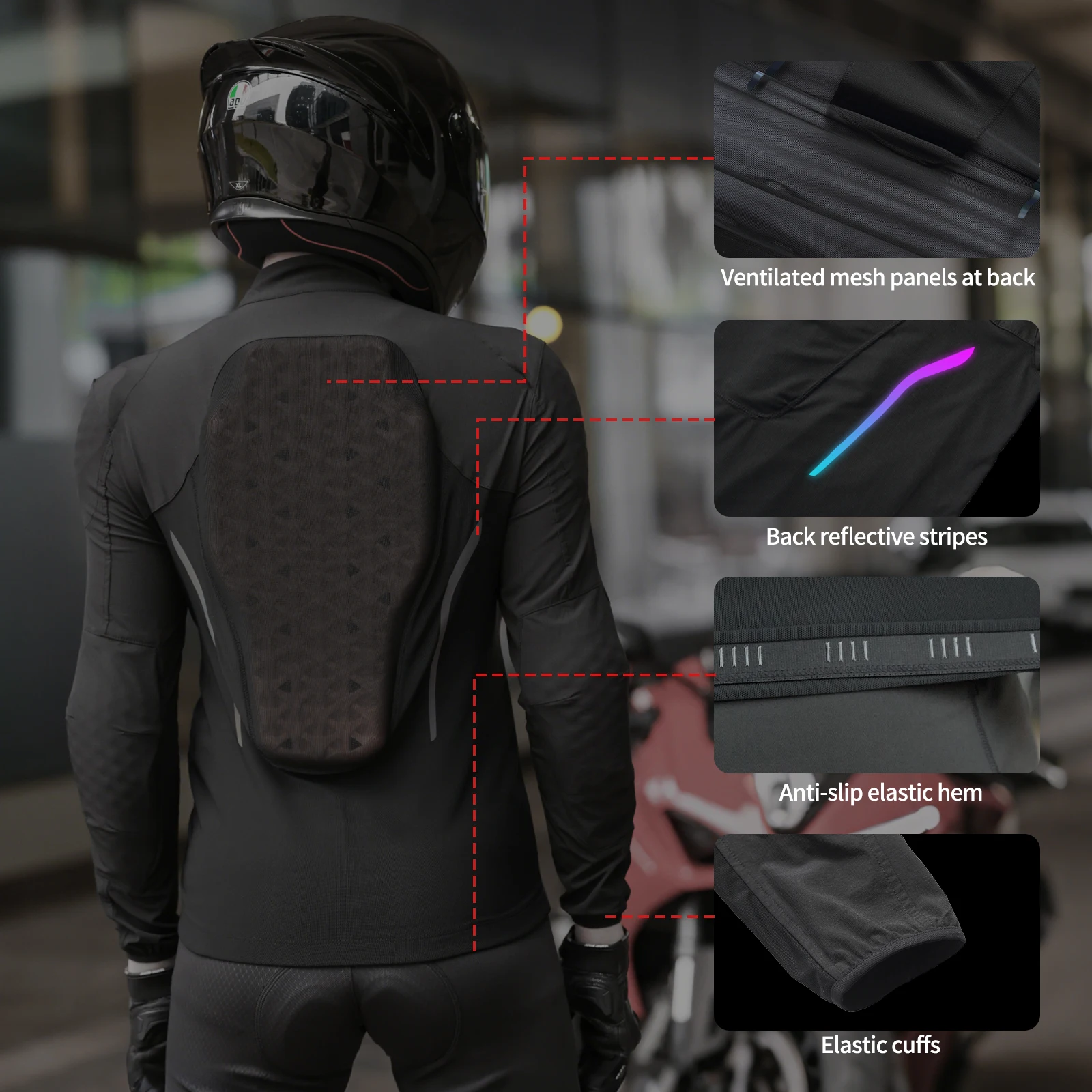 WOSAWE Motorcycle Armor Riding Summer Jacket Men with 7Pcs CE Protective Gear Set Breathable Soft Mesh Body Protector Equipment - Image 5