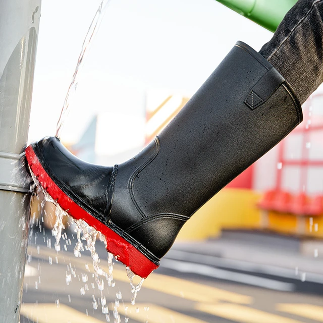Botas de lluvia antideslizantes para hombre, zapatos de trabajo de  seguridad impermeables, hasta la rodilla con plataforma, para pescar,  novedad de