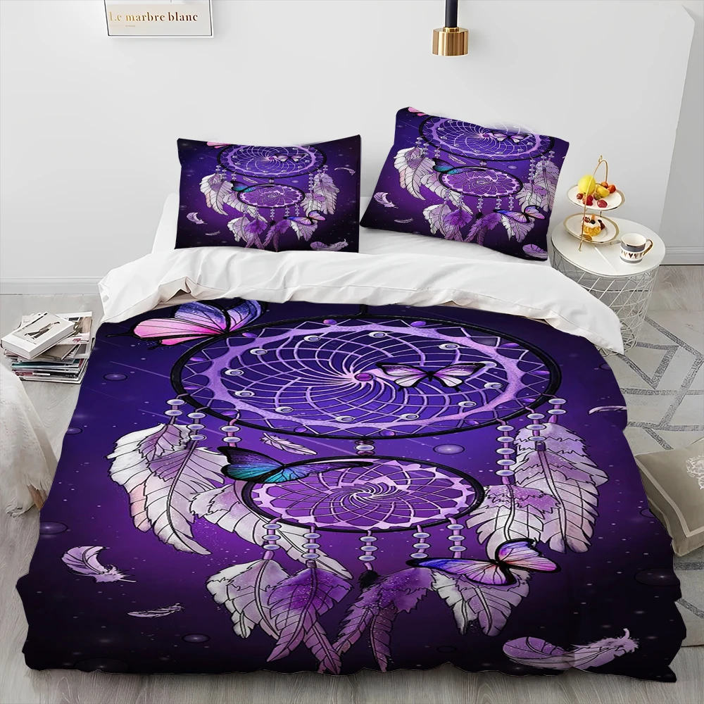 

Fashion DreamCatcher Feather Comforter Bedding Set,Duvet Cover Bed Set Quilt Cover Pillowcase,King Queen Size Bedding Set Gift