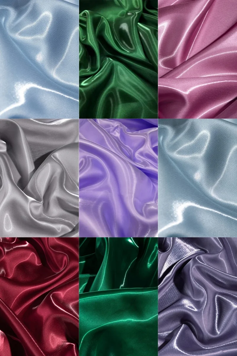 Blue Luxury Glossy Metallic Reflective Satin Fabric for Fashion and Formal Wear