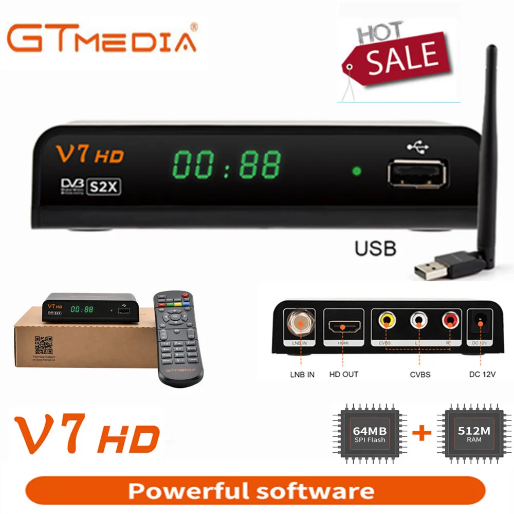 Gtmedia V7 HD 1080P DVB S2 Satellite TV Receiver Decoder V7S Europe ...