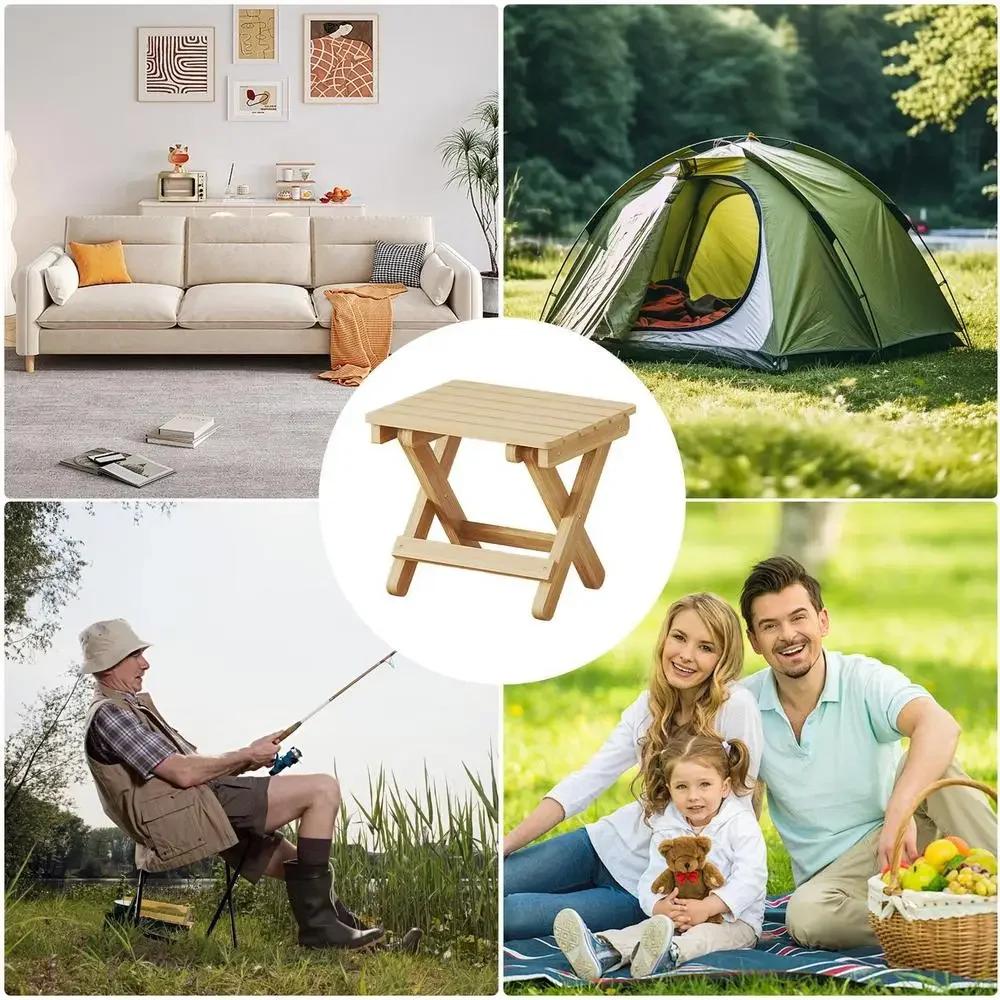 Description Picture 5 of itemPortable Folding Stool Wooden Stool Chair Lightweight Fold-up Step Stool Heavy Duty Folding Foot Rest For Outdoor Hiking