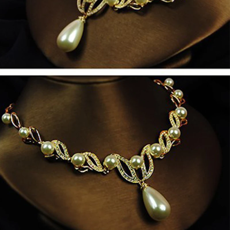 Wedding Accessories Bride Jewelry Sets Earring Necklace Jewelri Set With Pearl For Women Acero Inoxidable Joyeria Mujer New