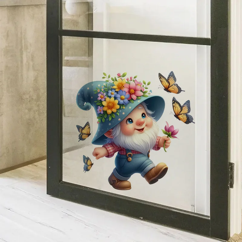 Cute Garden Gnome Sticker Water-proof Home Wall Decal Used for Wall, Bathroom, Cabinet, Door,Toilet, Car, Laptop wall stickers toilet stickers 1pc