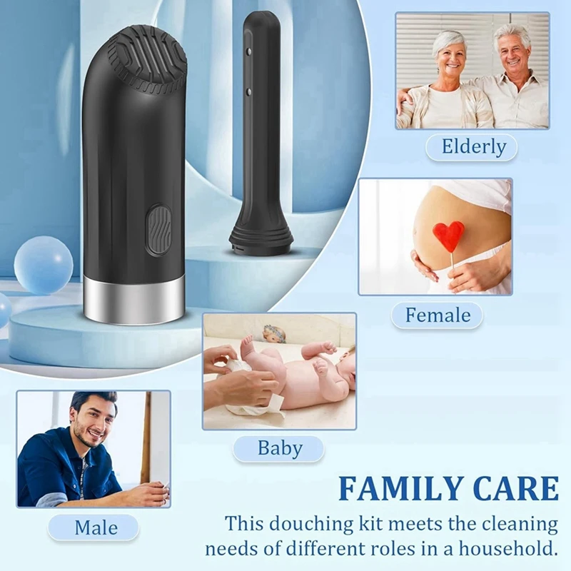 2X Enema Douches For Men Women, Automatic Electric Bidet Sprayer Personal Travel Bidet Douche For Colon Anus Cleansing