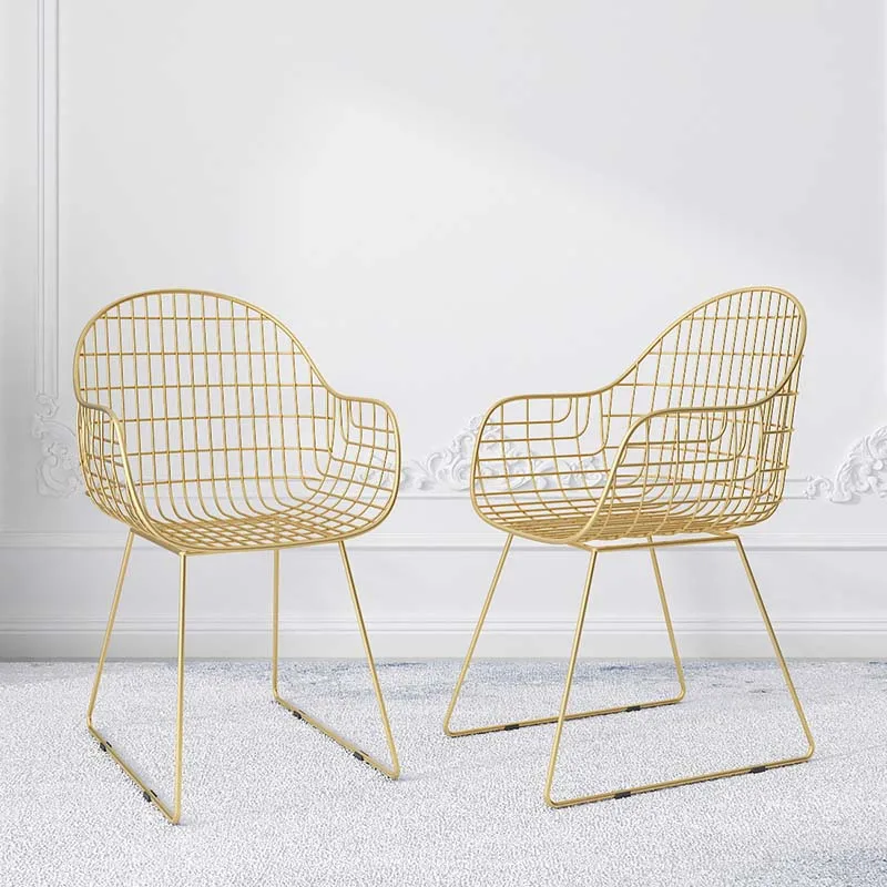 

Designer Gaming Chair Living Room Luxury Gold Metal Legs Restaurant Dining Chairs Armchair Waiting Sillas Para Comedor Furniture