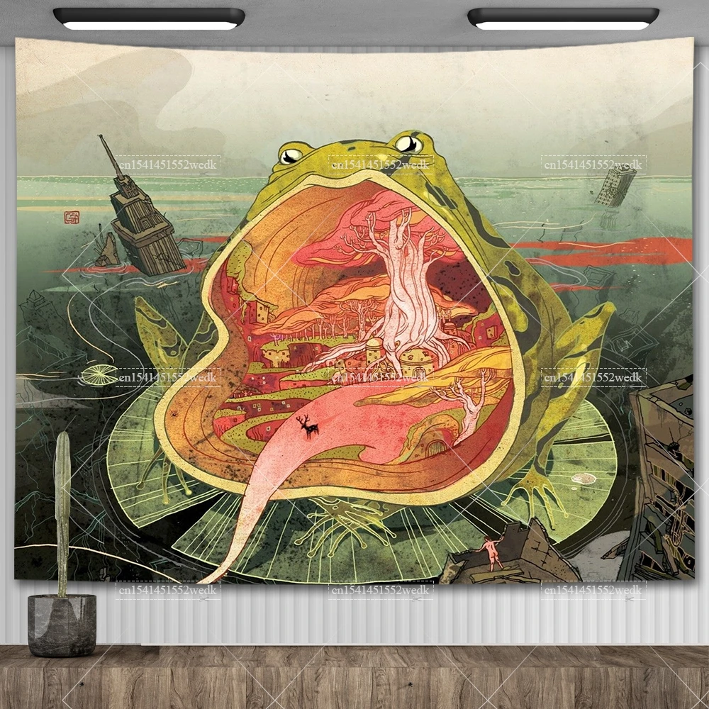 

Creative Frog Tapestry Kawaii Cartoons Tapestries Cute Room Decoration Aesthetic Animals Tapestries Wall Hanging Art Posters