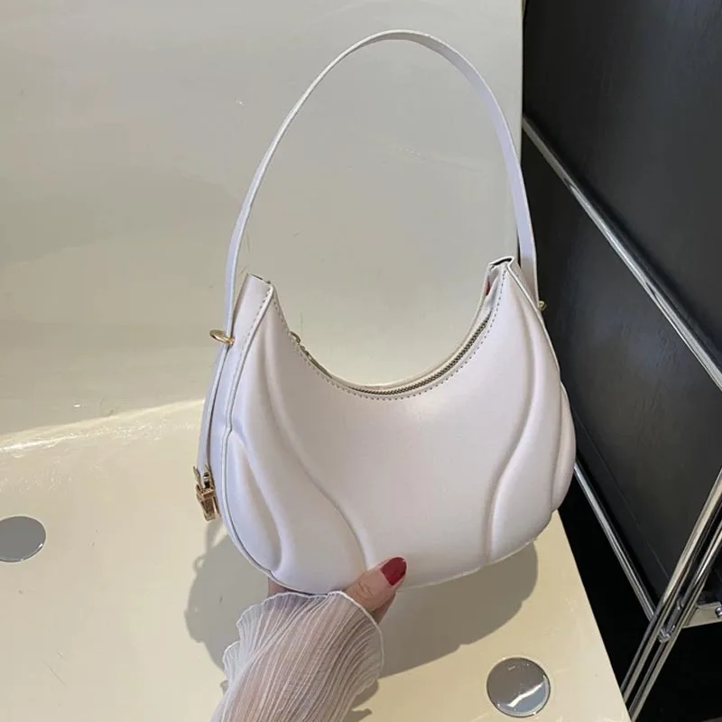 

Fashion crescent Women Summer New Tide Solid Color Casual Texture Fashion Shoulder Underarm Bag Gift BFF