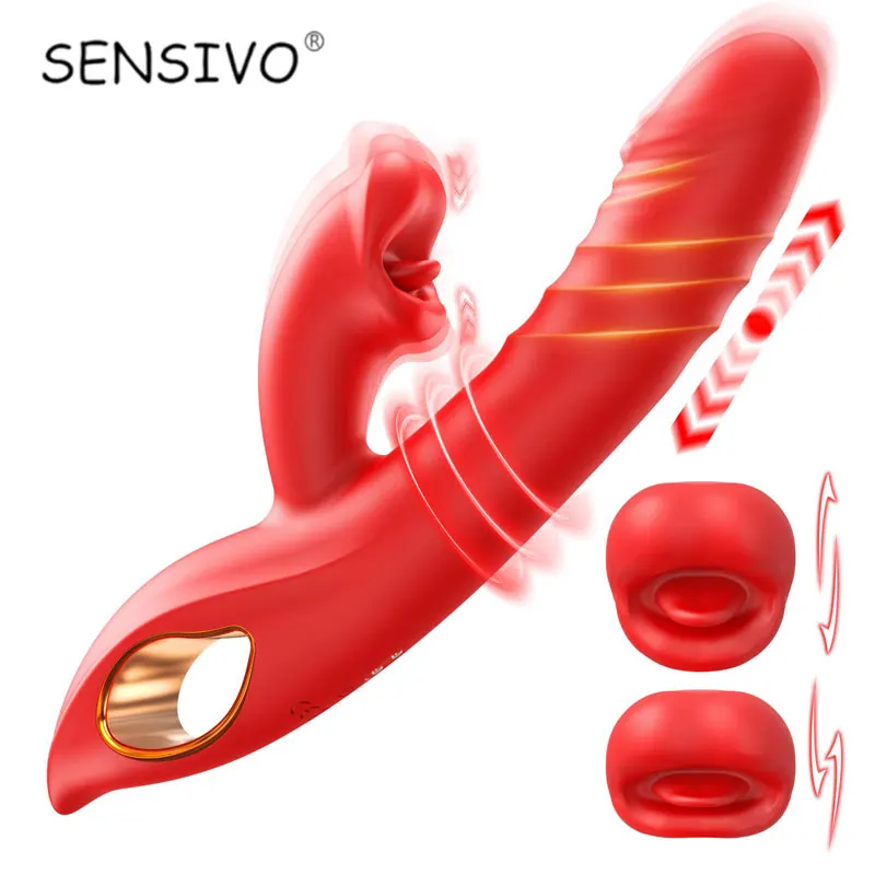4 In 1 Tongue Licking Dildo Vibrators for Women