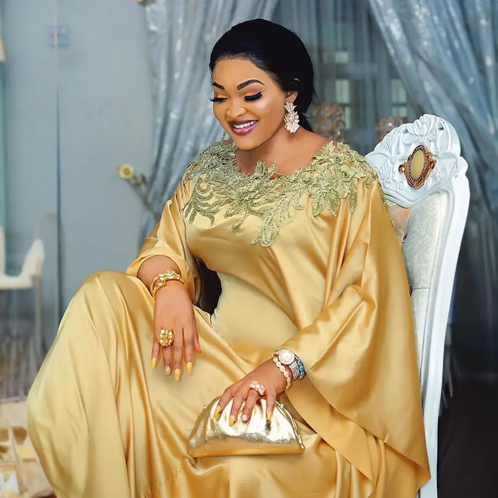 Robe musulmane africaine femmes tissu de soie Pure Abaya Robe ample pour les femmes diamant Robe Maxi turquie caftan arabe dubaï dubaï Robe