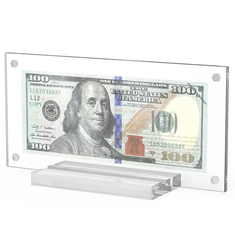 Acrylic Display Holder Dollar Bill Commemorative Coins Picture Frame Base Home Desk Collection