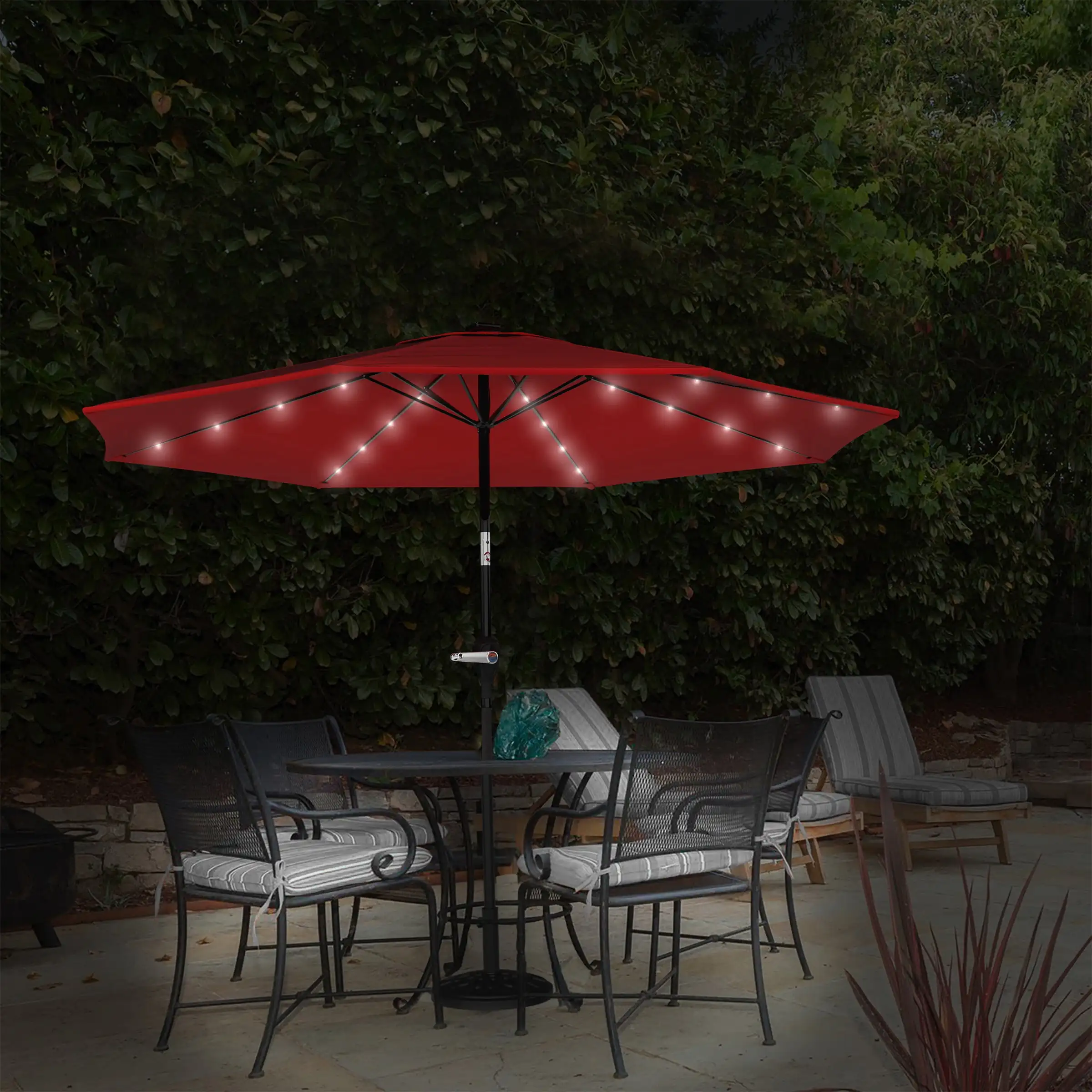 Pure Garden 10 Foot Patio Umbrella with Solar LED Light ( Red / Green ) ,  Patio Furniture, Outdoor Umbrella - AliExpress