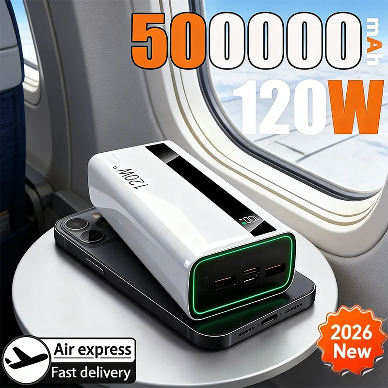 Banca di alimentazione a ricarica super veloce da 120 W 200000 Power Bank portatile di capacità ultragrande mAh con display digitale a LED per Samsung Xiaomi