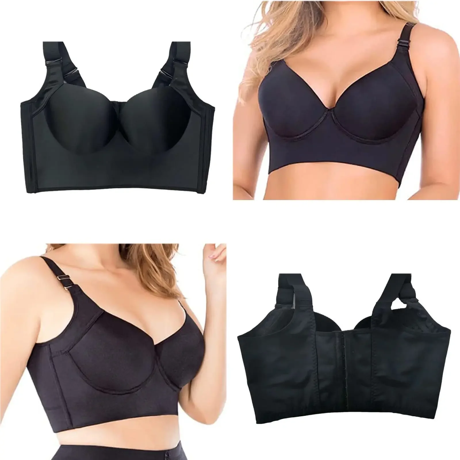 

Women's Deep V Cup Hide Back Fat Bra With Shapewear Incorporated Full Coverage Push Up Sculpting Uplift Sports Bras For Women