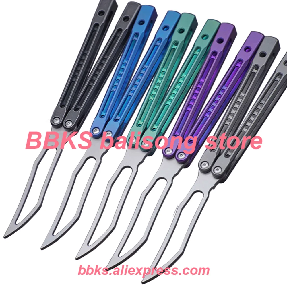 

Theone Monarch V2 Clone Balisong Trainer Butterfly Trainer Knife Channel Titanium Handle D2 Blade Bushings System Free-swinging