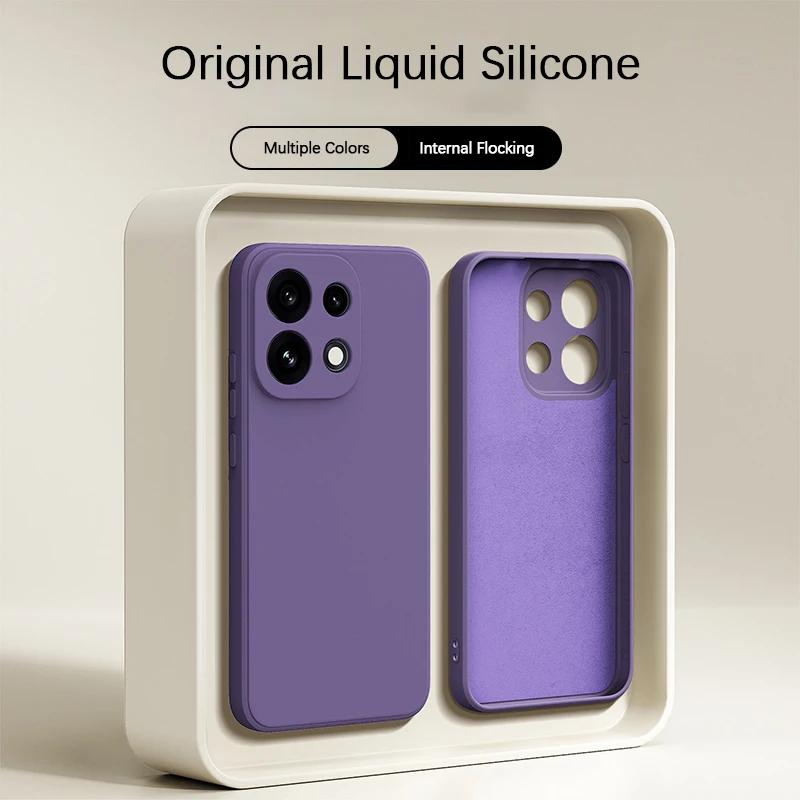 Enhanced Liquid Silicone Soft Back Cover with Internal Flocking - Stylish and Durable Phone Case