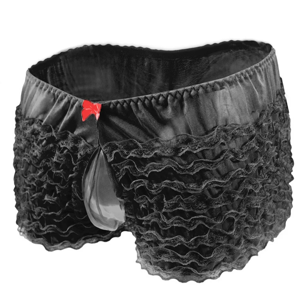 Men Underwear Sexy Panties Men's Sexy Panties Sissy Pouch Underwear Lace Briefs Cake Knickers Shorts Bowknot Underpants Sensual Lingerie