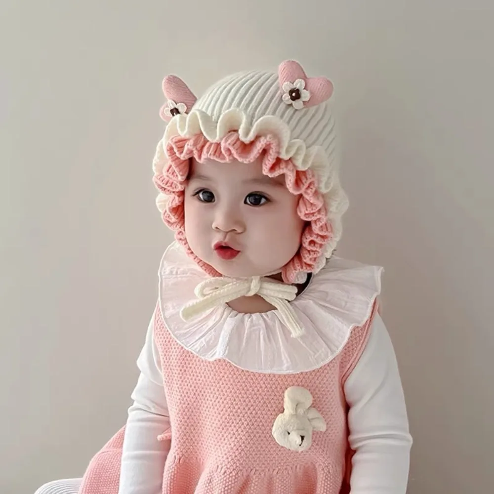 Warm Lace Princess Knitted Cap for Kids