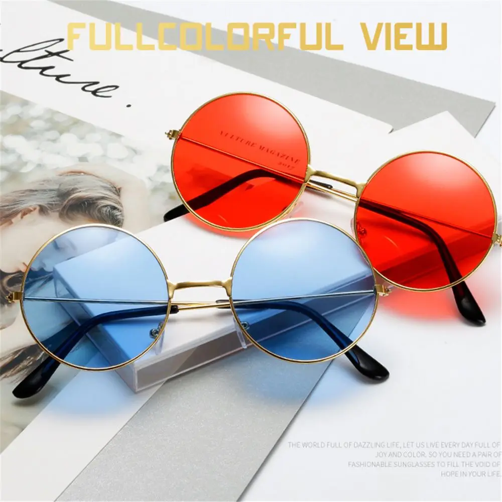 Retro Round Sunglasses Woman Man Party Eyewear Colored Shades Brand Designer Sun Glasses For Male Female Alloy Frame_voghion.com