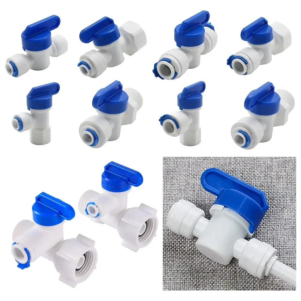 1 Pcs Water Straight Plastic Ball Valve 1/4" 3/8" OD Male Female Thread Hose Quick Connector 1/4" 3/8" Male 1/2" Female Reveser