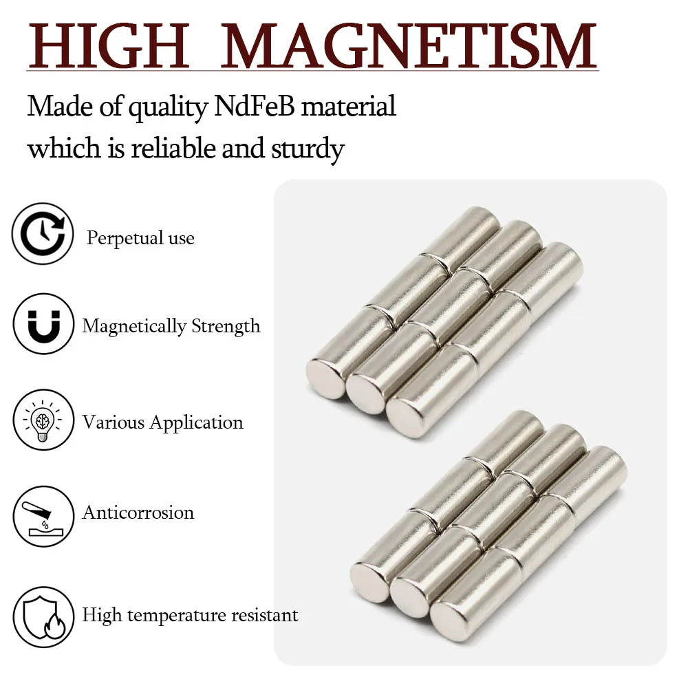 5 mm x 10 mm superstarker runder Neodym-Magnet, leistungsstarke Magnete, N35, kleiner permanenter magnetischer NdFeB-Kühlschrankmagnet, 5 x 10 – Detail 2