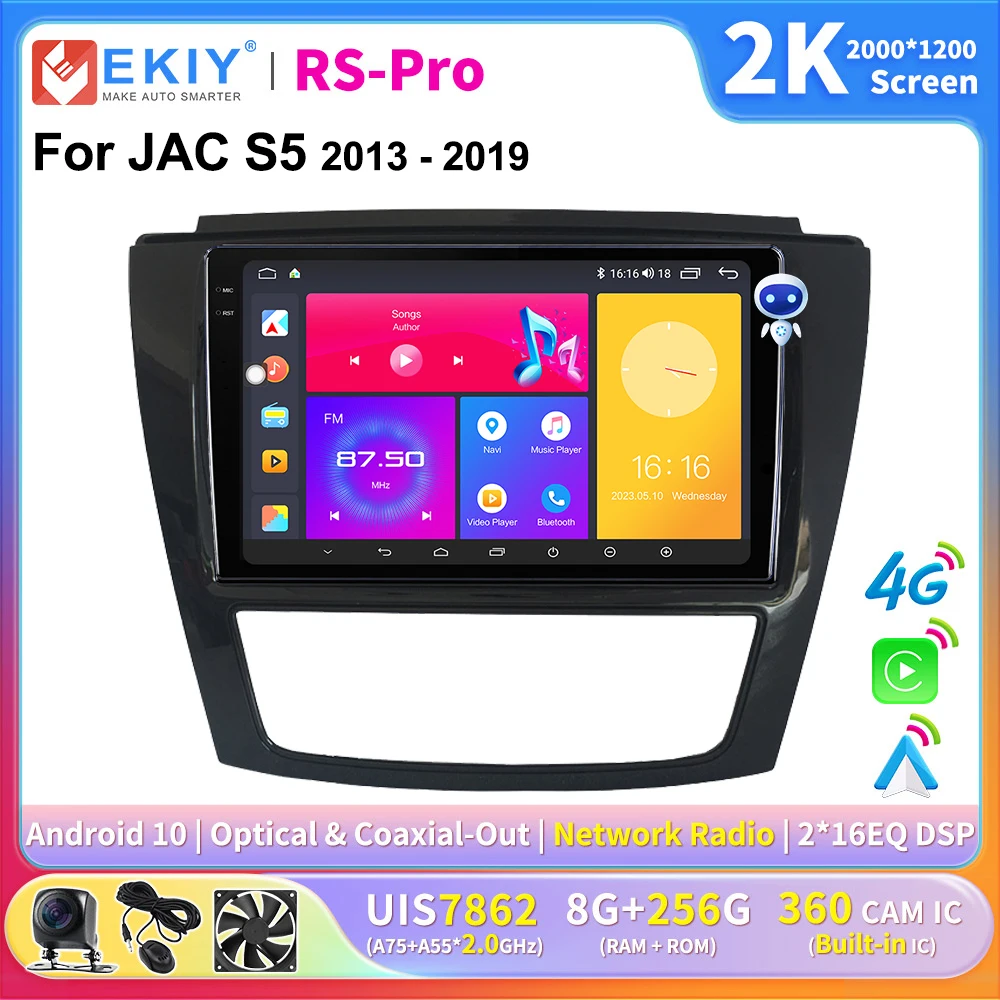 

EKIY 2K Screen CarPlay Car Radio For JAC S5 2013-2019 Android Car Multimedia GPS Player Autoradio Navigation Stereo 4G Ai voice