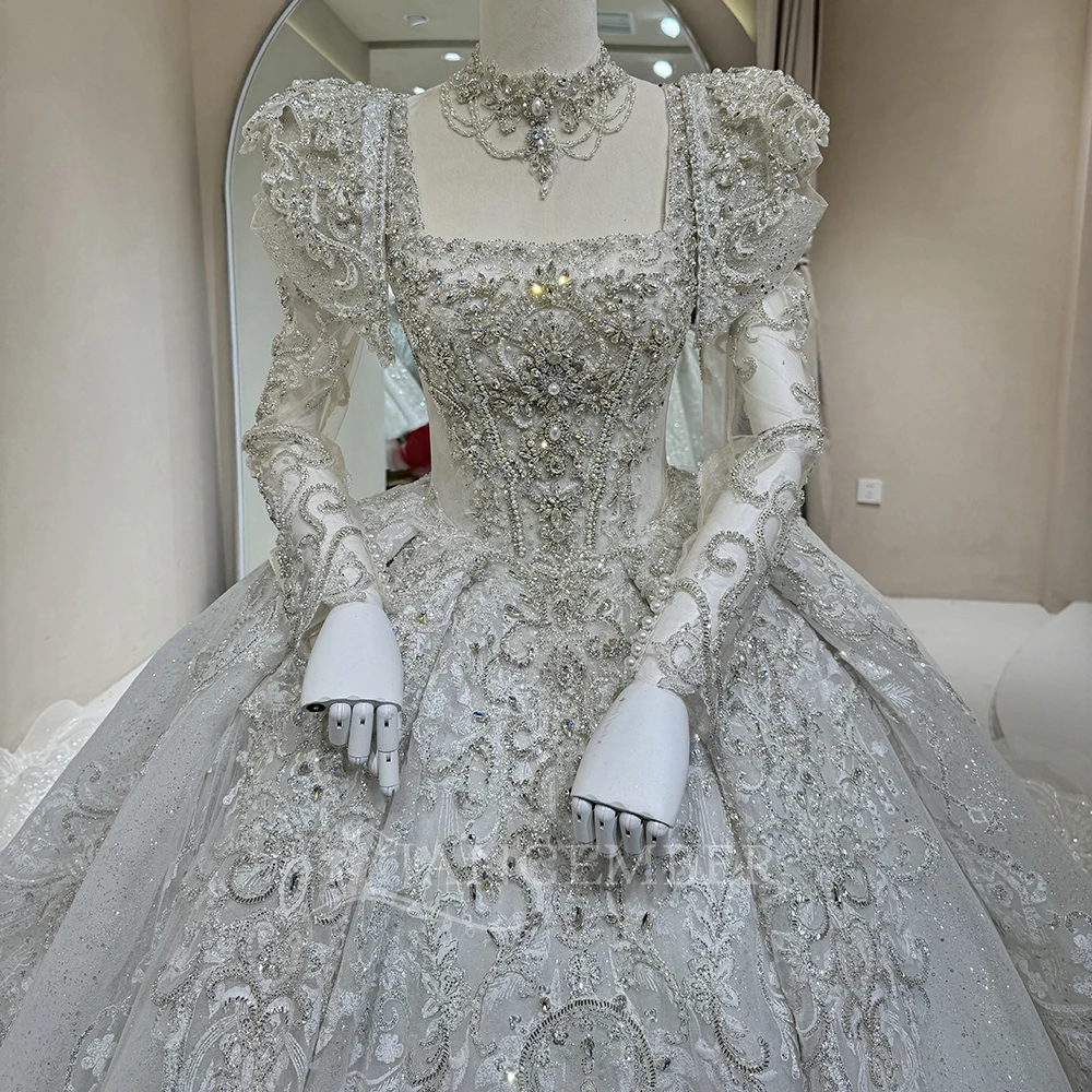 chinese dress ladies Vintage Long Sleeve Ball Gown Wedding Dress Lace Applique Princess Dress