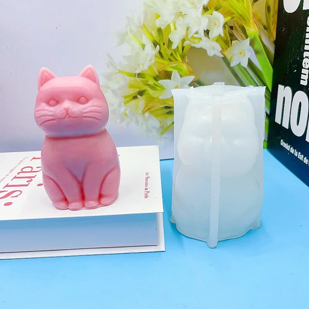 Stampo in silicone 3D per candele, per gatti, in silicone, per versare, per gatti, gatti, per sapone, in resina epossidica, per animali (3 pezzi