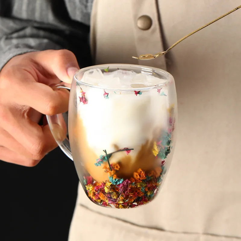 2 Tazze In Vetro A Doppia Parete 350 Ml – Isolanti, Con Manico, Per Caffè E Tè, Lavastoviglie