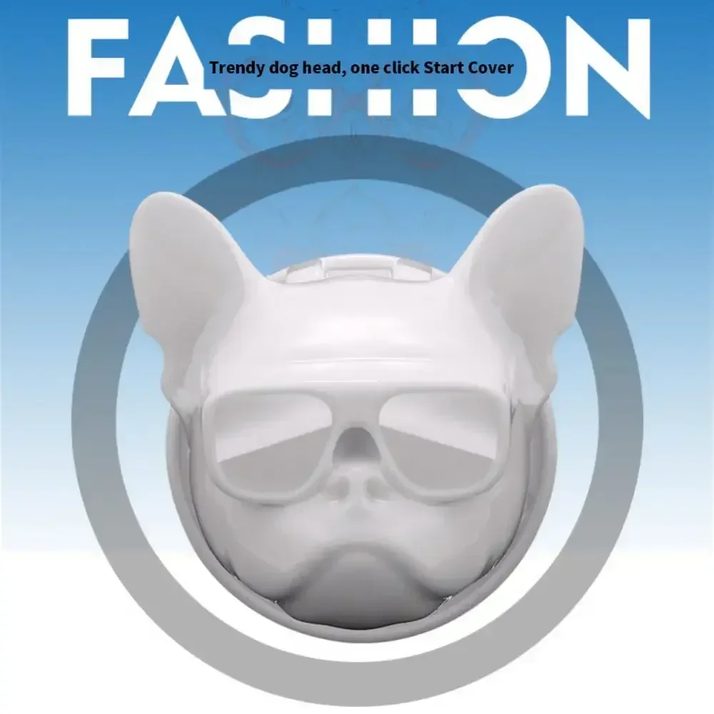 Ignition Start Stop Switch Button Protective Cover French Bulldog Car Interior Sticker Anime Engine 3D Car Styling Accessories