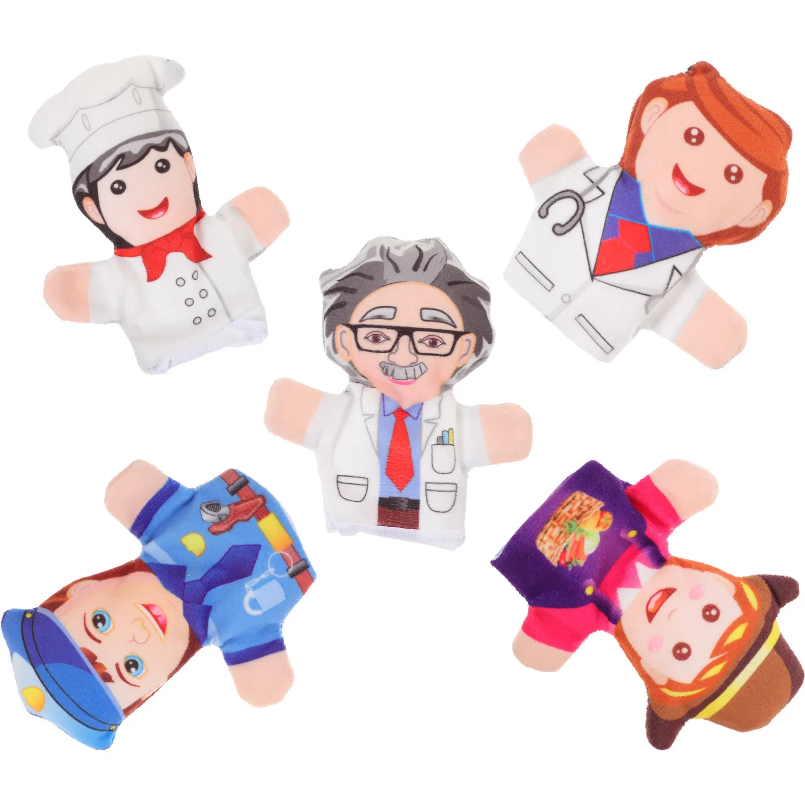 5Pcs 창의적인 직업용 손가락 인형 를 위한 편안하고 신축성 있는 손 인형 이야기 시간 학습 인지 능력 개발